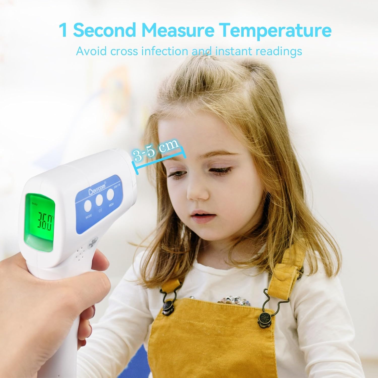 Berrcom Non-Contact Infrared Thermometer Used on Forehead – 3-in-1 Digital Adult & Baby Thermometer