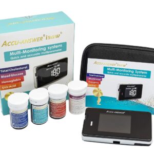 Accu-Answer Blood Glucose Cholesterol Uric Acid and Hemoglobin Monitoring Device