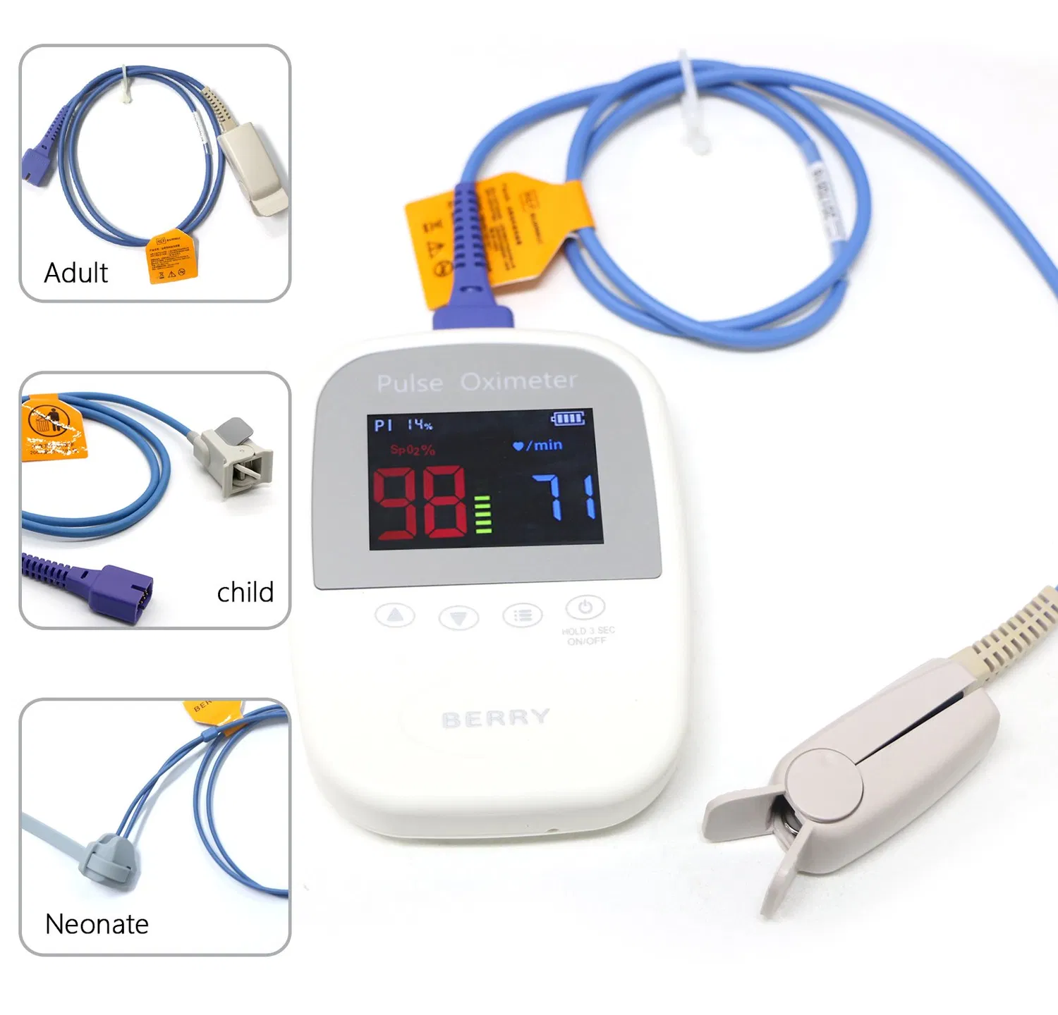 LCD Display Handheld Pulse Oximeter – Multi-Probe SpO₂ & Pulse Monitor