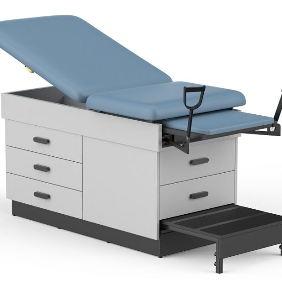 Gynecology Exam Table with Stirrups and Storage Drawer
